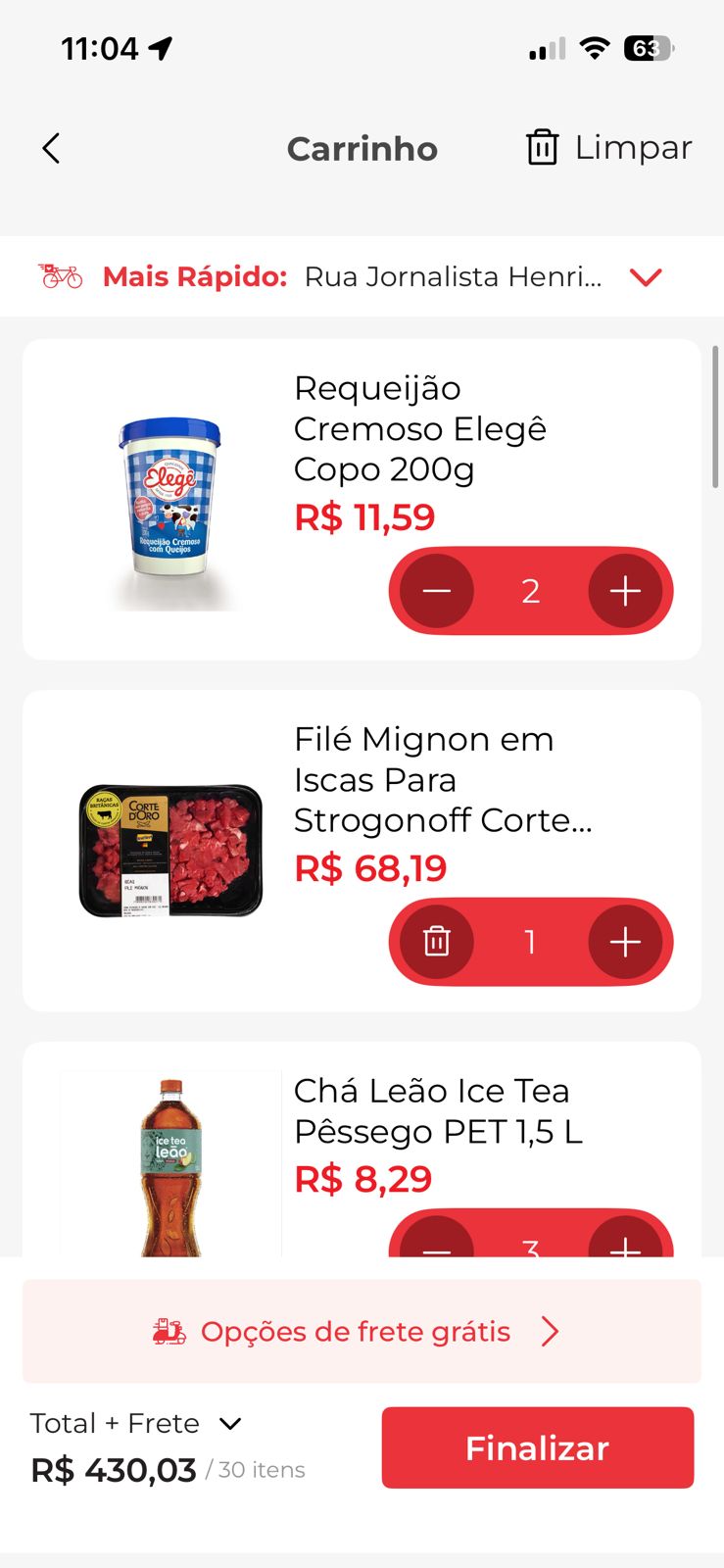 Carrinho permanente